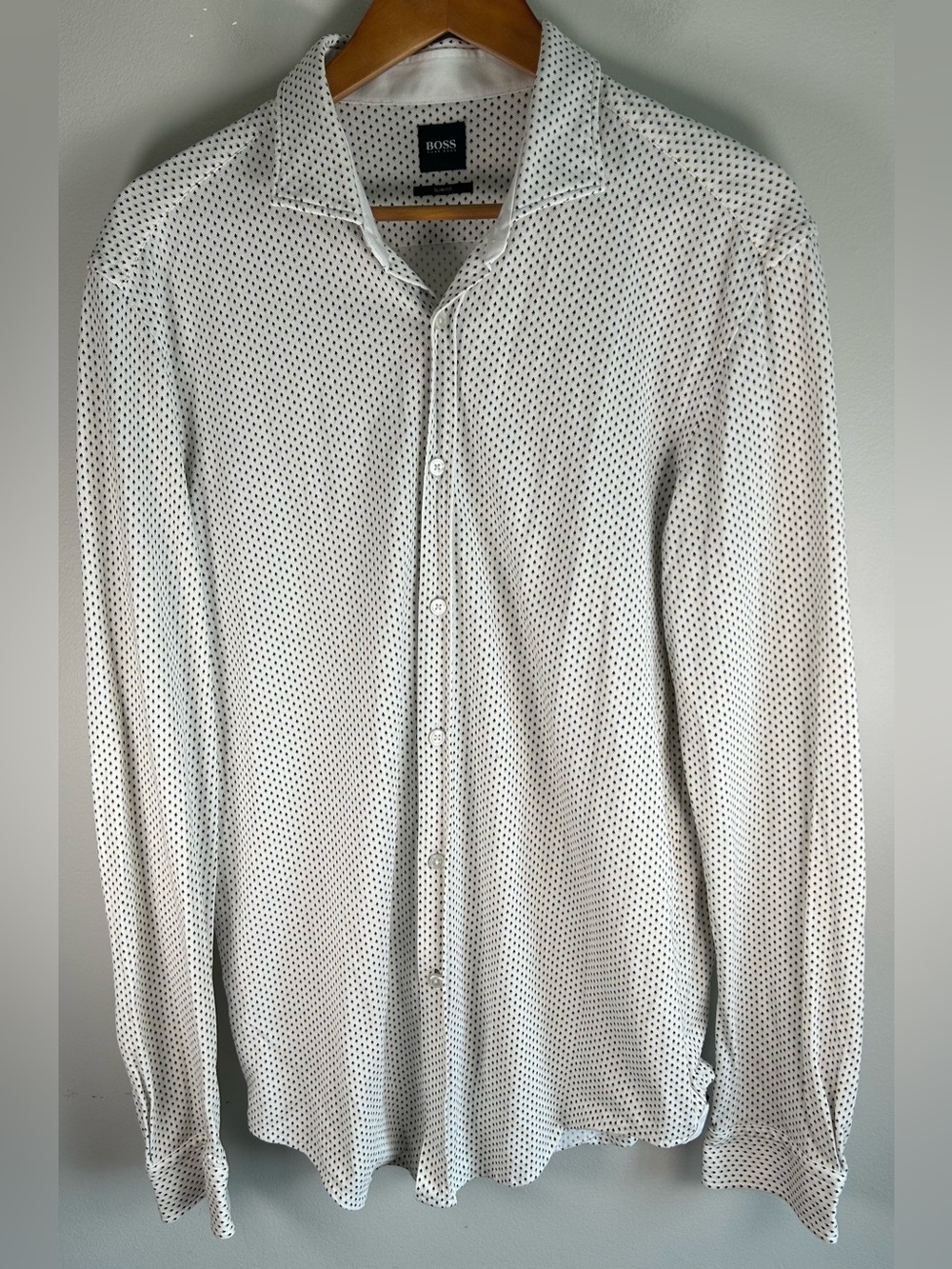 Hugo Boss Black Label Mens Button Down Shirt XL Slim Fit Ridley_53 Geometric EUC
